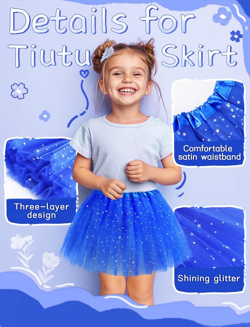 Lainlight Store Tutu for Girls Stars Sequins Princess Ballet Dress Tulle Skirt for Girls 4-12 Years 3 Layered - Image 3